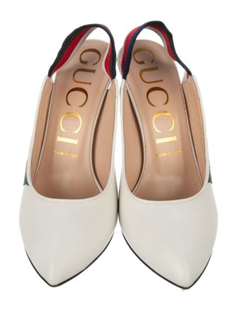 Gucci Web Accent Leather Slingback Pumps