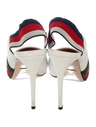 Gucci Web Accent Leather Slingback Pumps