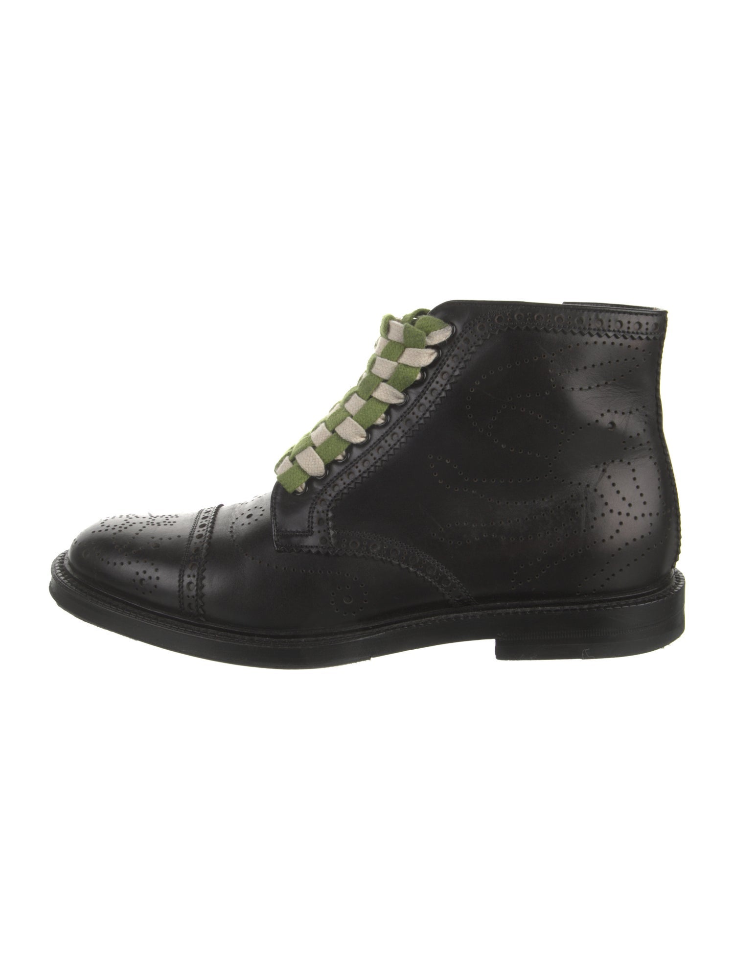 Gucci Leather Lasercut Accents Lace-Up Boots
