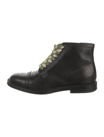 Gucci Leather Lasercut Accents Lace-Up Boots