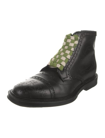 Gucci Leather Lasercut Accents Lace-Up Boots