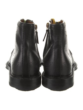 Gucci Leather Lasercut Accents Lace-Up Boots
