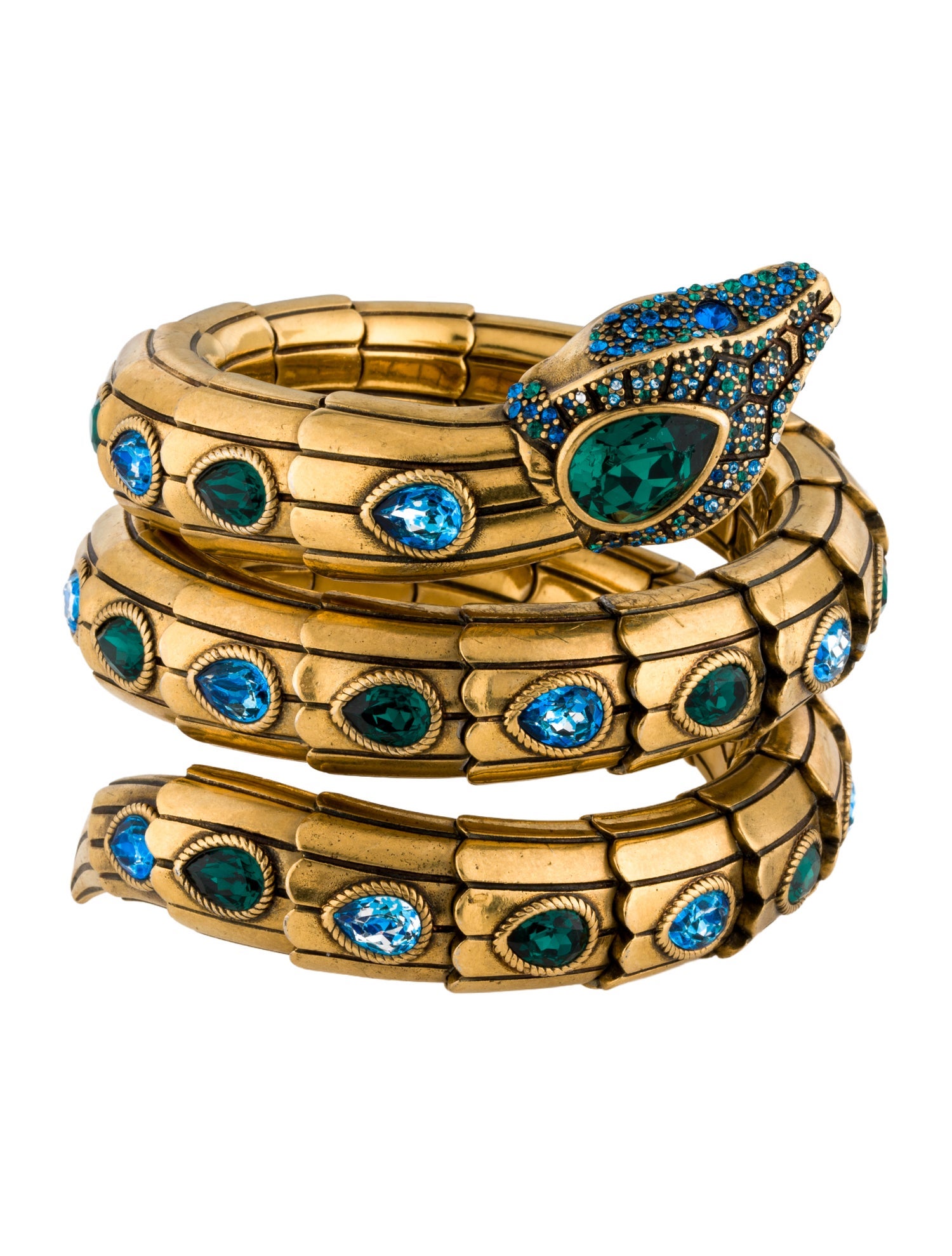 Gucci Crystal Triple Wrap Snake Bracelet