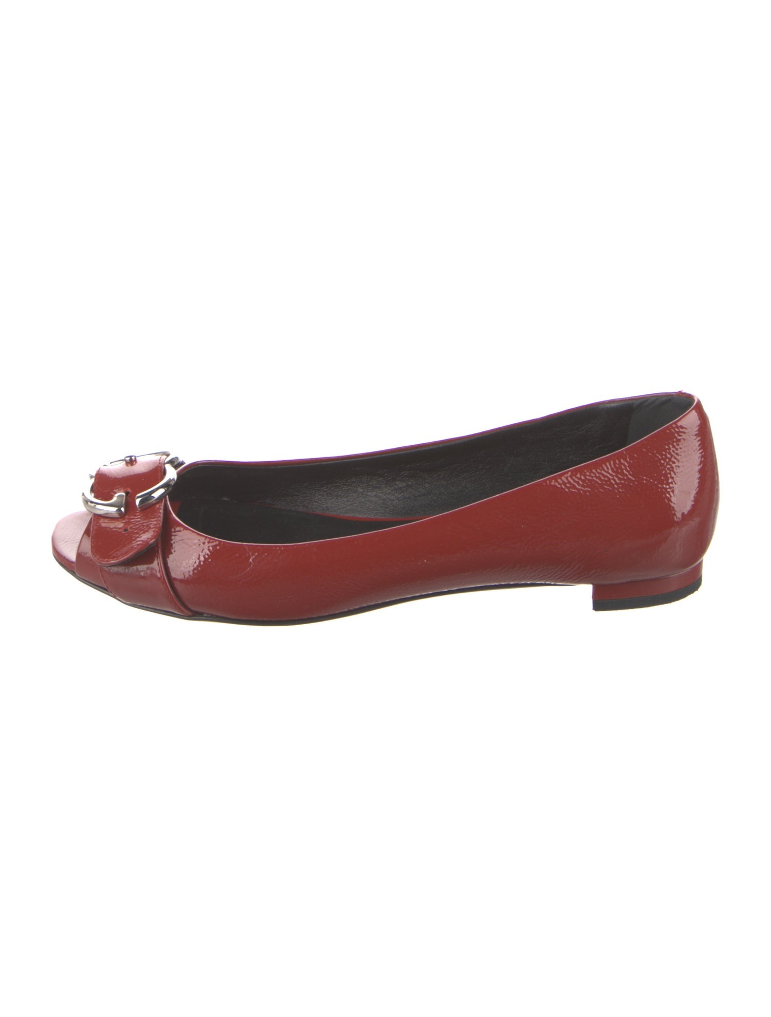 Gucci Double G Logo Patent Leather Ballet Flats