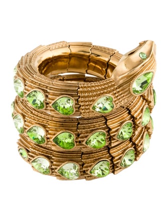 Gucci Crystal Heart Triple Wrap Snake Bracelet
