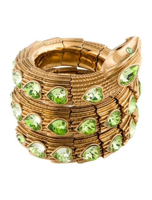 Gucci Crystal Heart Triple Wrap Snake Bracelet