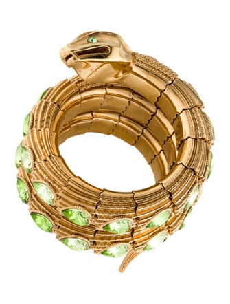 Gucci Crystal Heart Triple Wrap Snake Bracelet