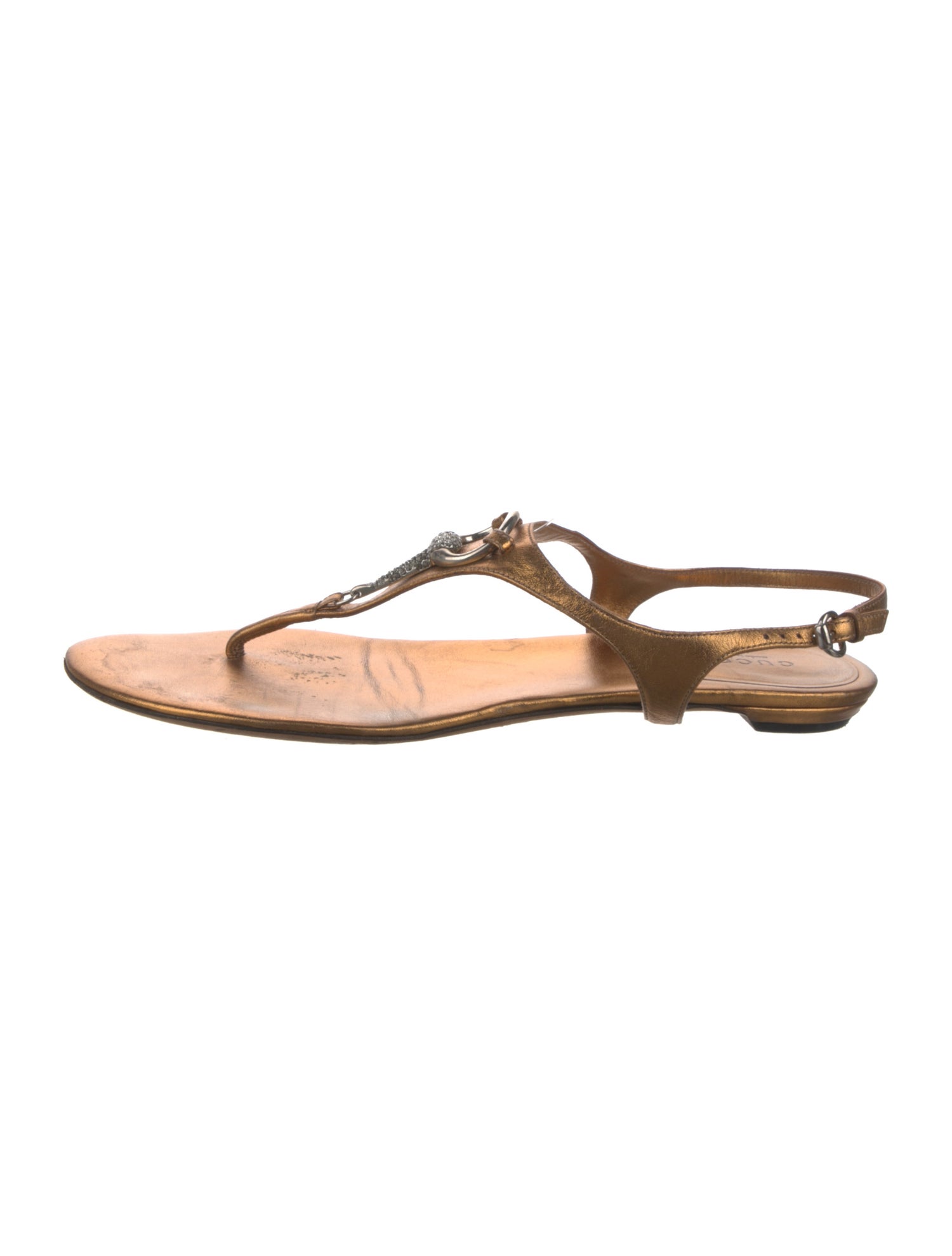 Gucci Horsebit Accent Leather T-Strap Sandals