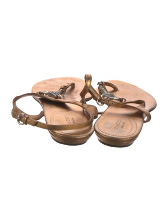 Gucci Horsebit Accent Leather T-Strap Sandals