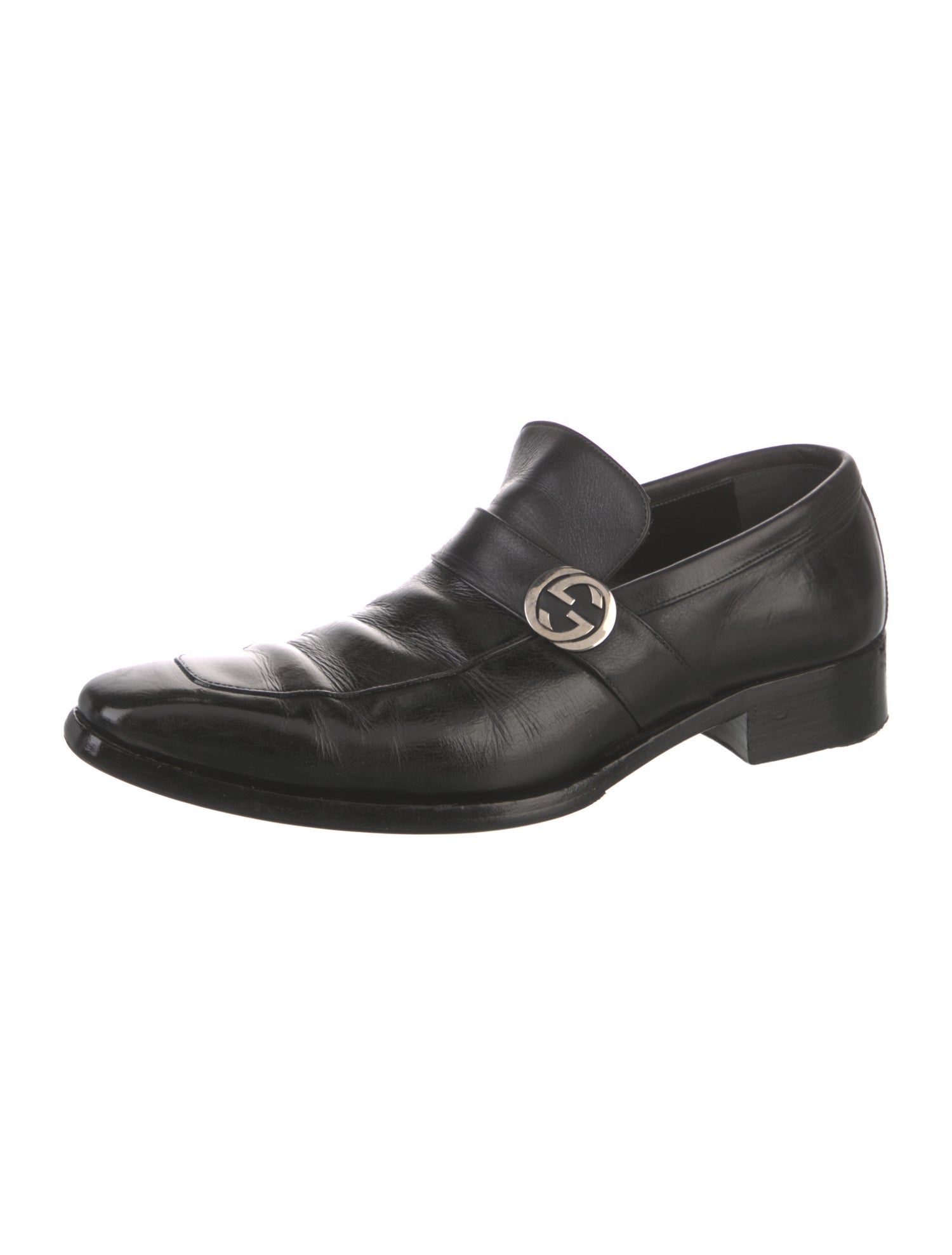Gucci Interlocking G Logo Leather Dress Loafers