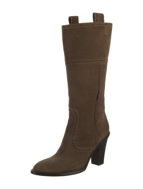 Gucci Web Accent Suede Boots