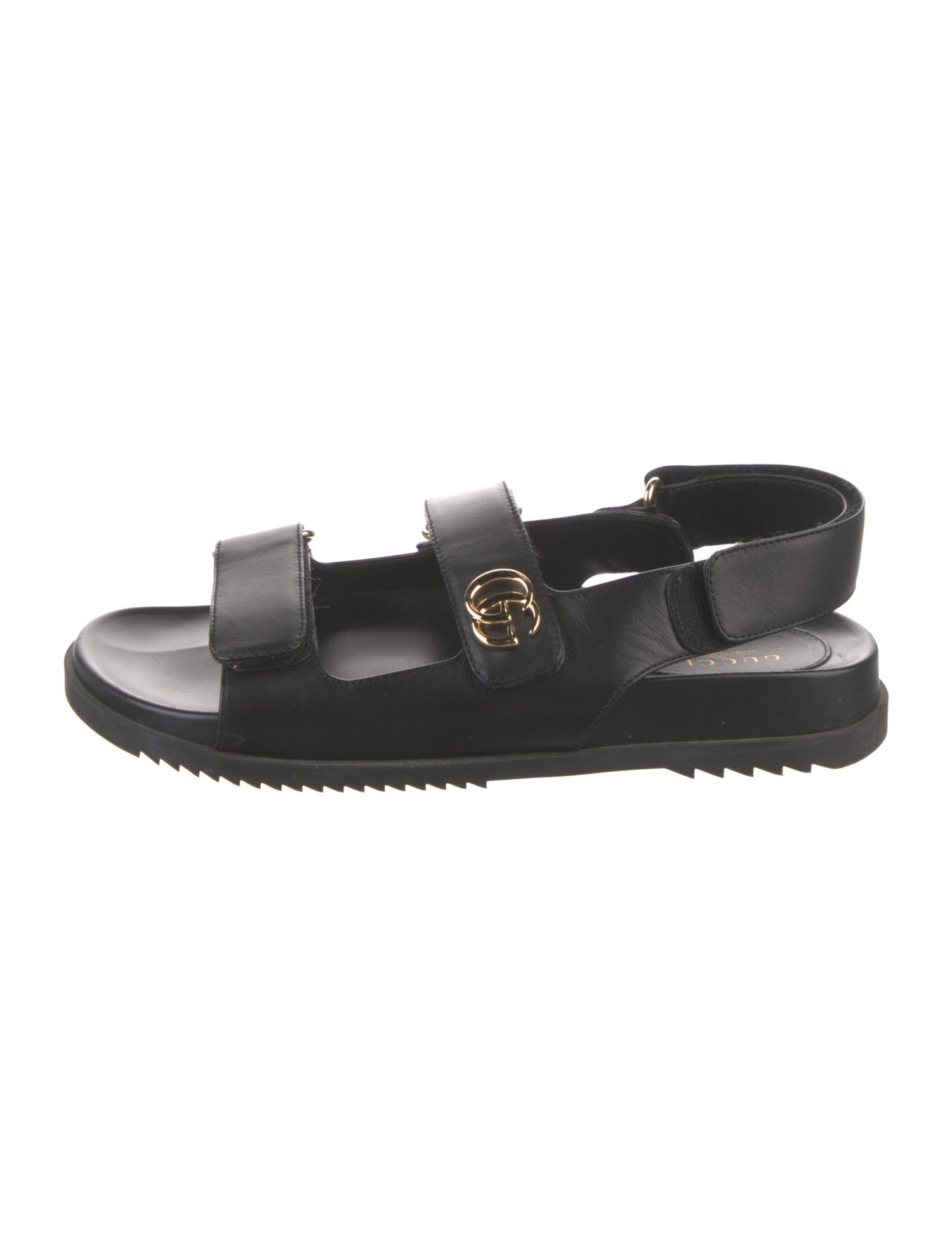 Gucci Double G Logo Leather Slingback Sandals