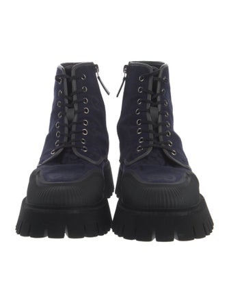 Gucci 2022 Gucci Lace Up Boot 'Maxi GG - Navy' Combat Boots