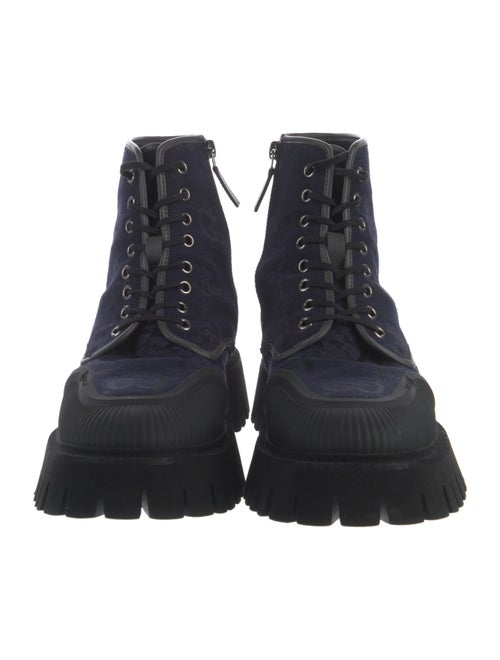 Gucci 2022 Gucci Lace Up Boot 'Maxi GG - Navy' Combat Boots