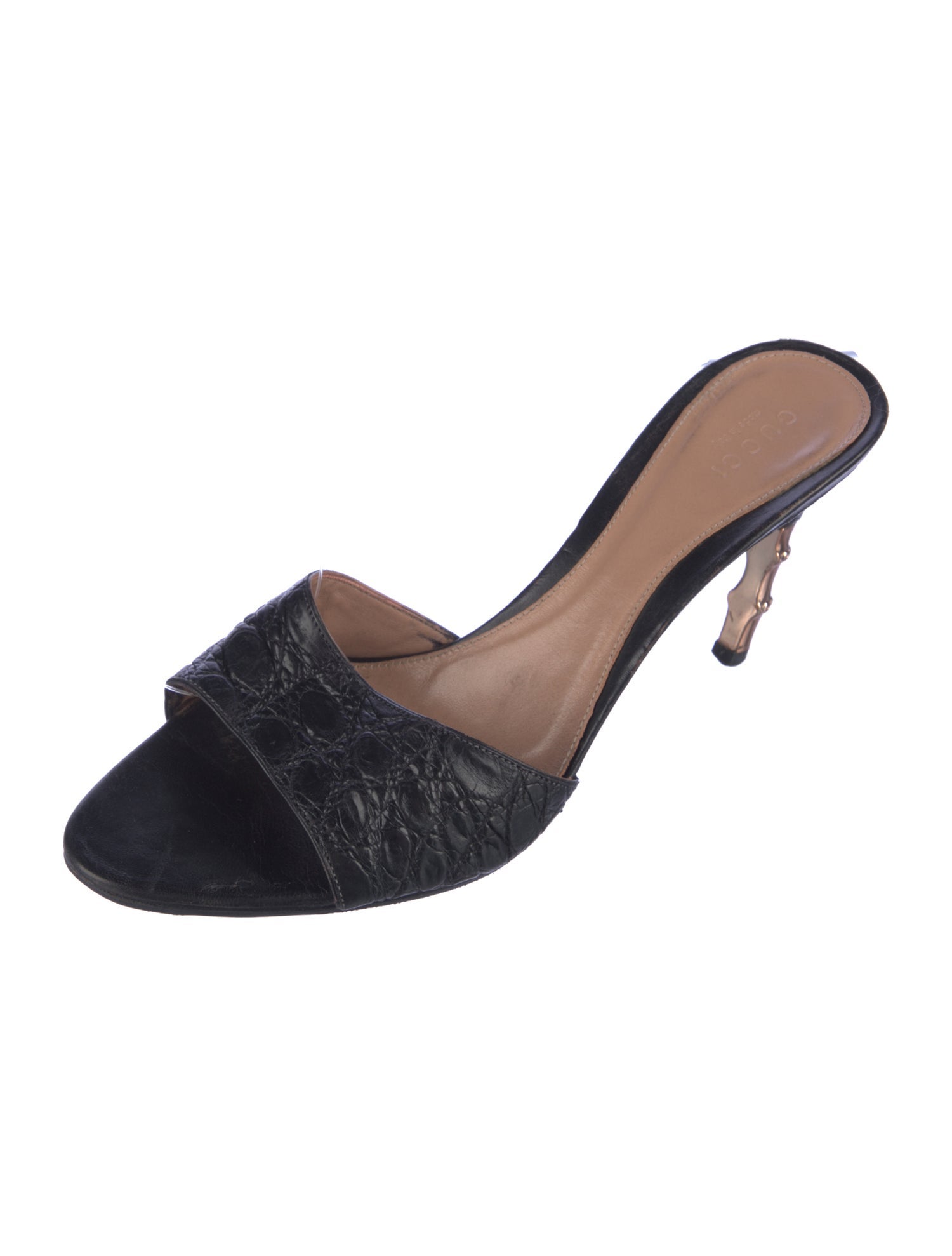 Gucci Bamboo Accent Crocodile Slides