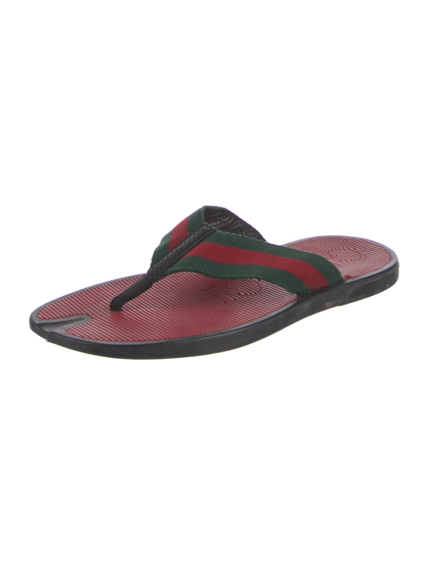 Gucci Web Accent Rubber Flip Flops