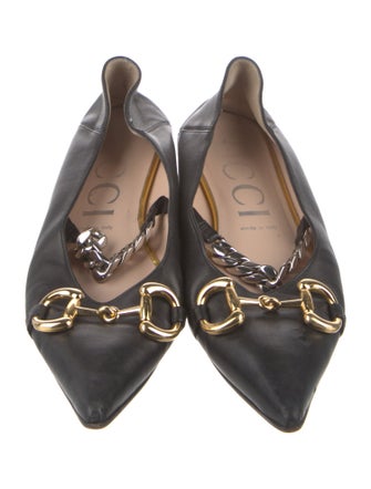 Gucci Horsebit Accent Leather Mary Jane Flats