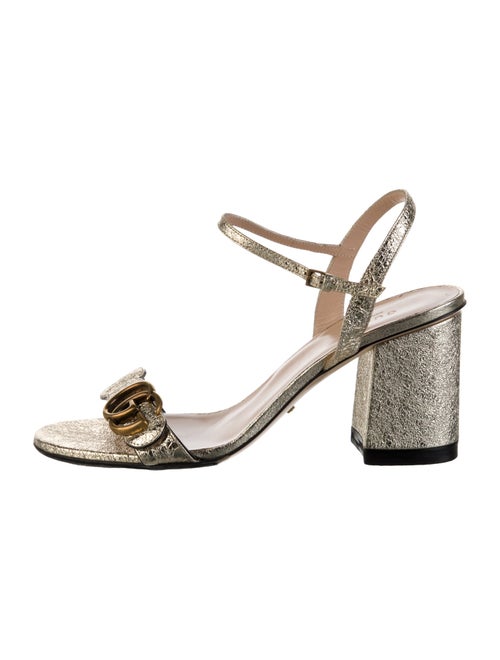 Gucci Double G Logo Leather Slingback Sandals