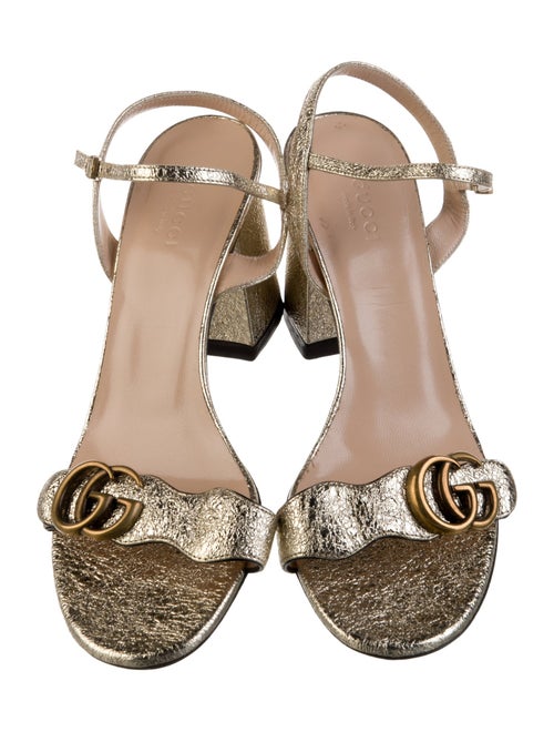Gucci Double G Logo Leather Slingback Sandals