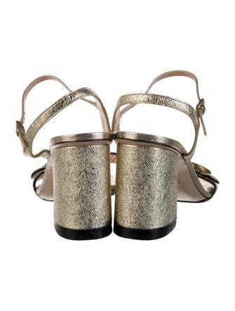 Gucci Double G Logo Leather Slingback Sandals