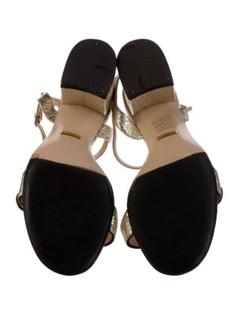 Gucci Double G Logo Leather Slingback Sandals