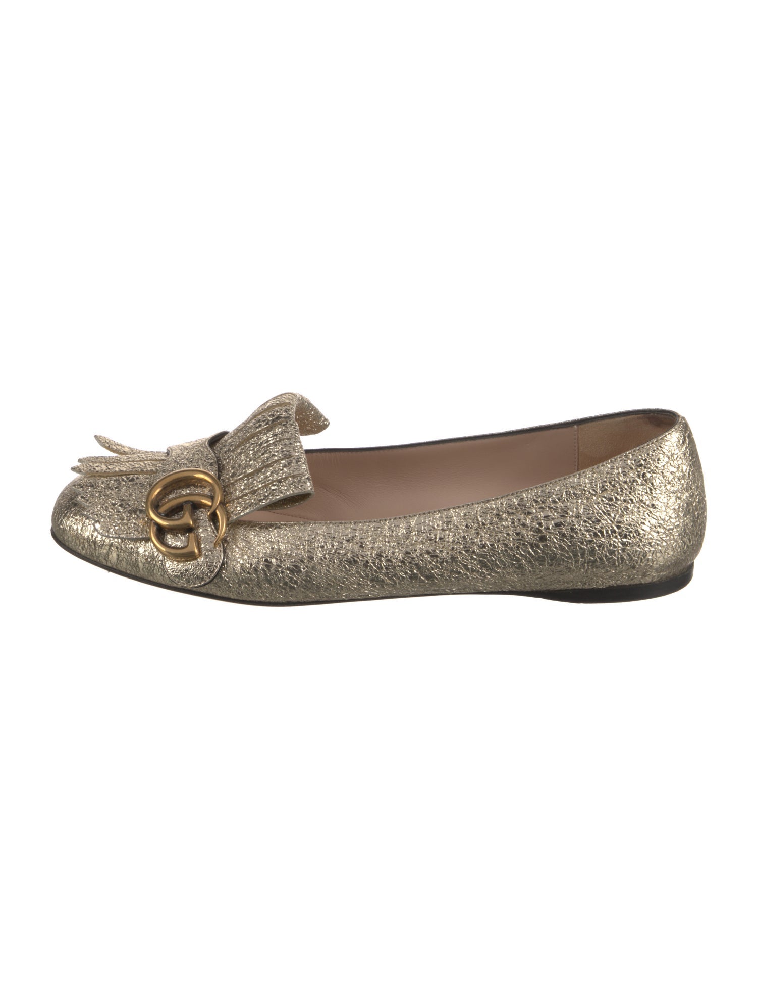 Gucci Double G Logo Leather Ballet Flats