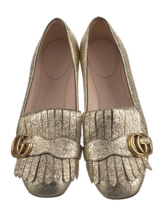 Gucci Double G Logo Leather Ballet Flats