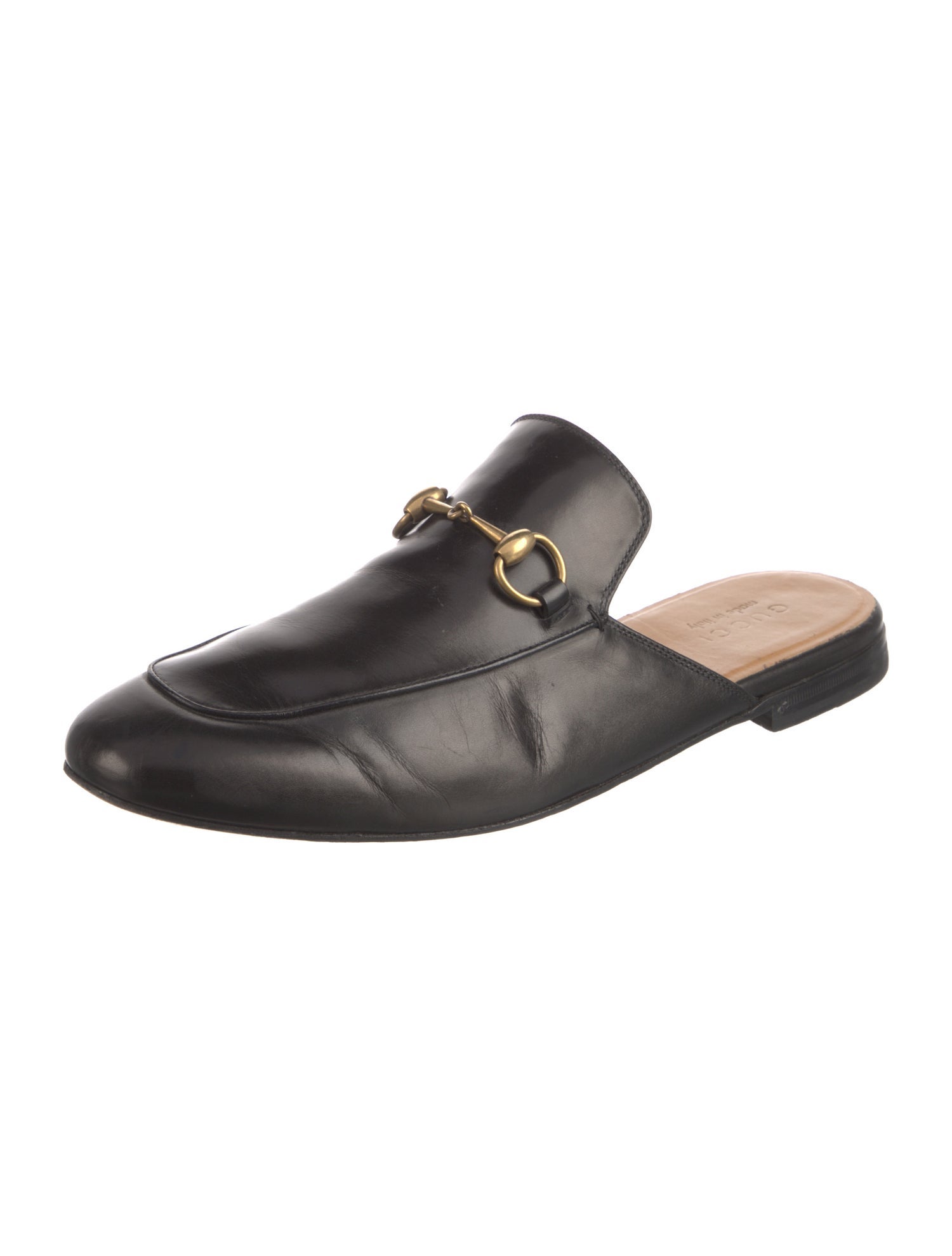 Gucci Horsebit Accent Leather Slippers