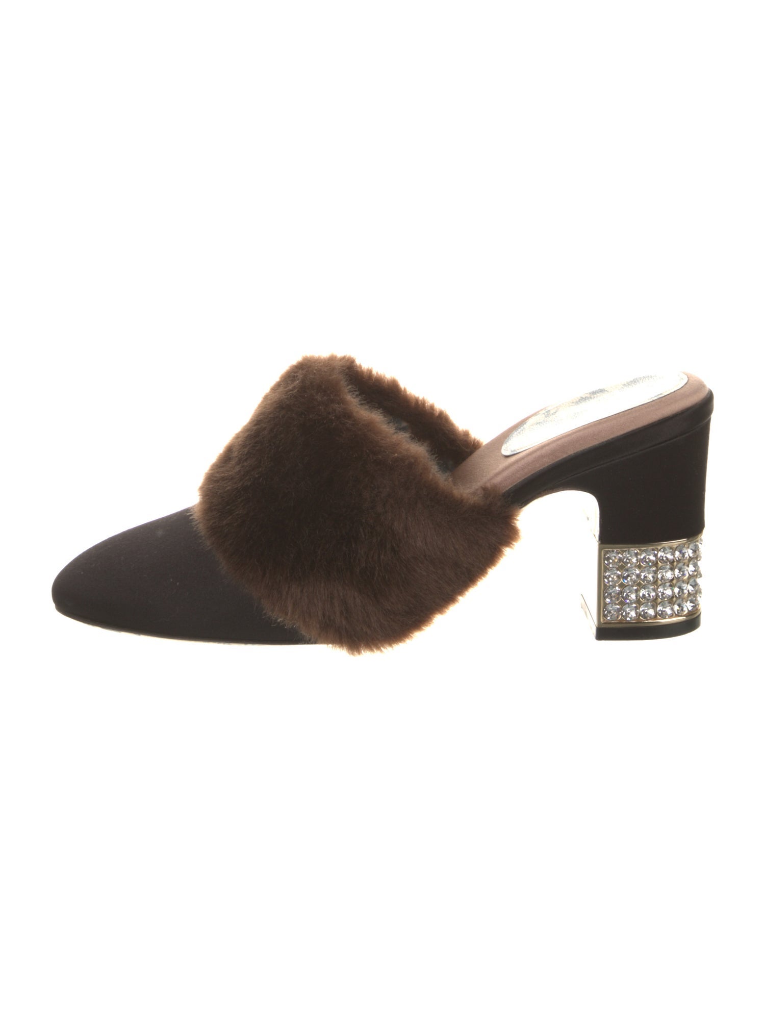 Gucci Double G Logo Satin Mules