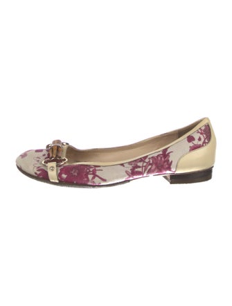 Gucci Horsebit Accent Canvas Ballet Flats