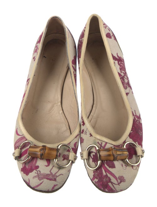 Gucci Horsebit Accent Canvas Ballet Flats