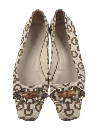 Gucci Horsebit Accent Canvas Ballet Flats