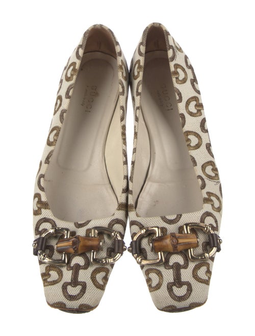 Gucci Horsebit Accent Canvas Ballet Flats