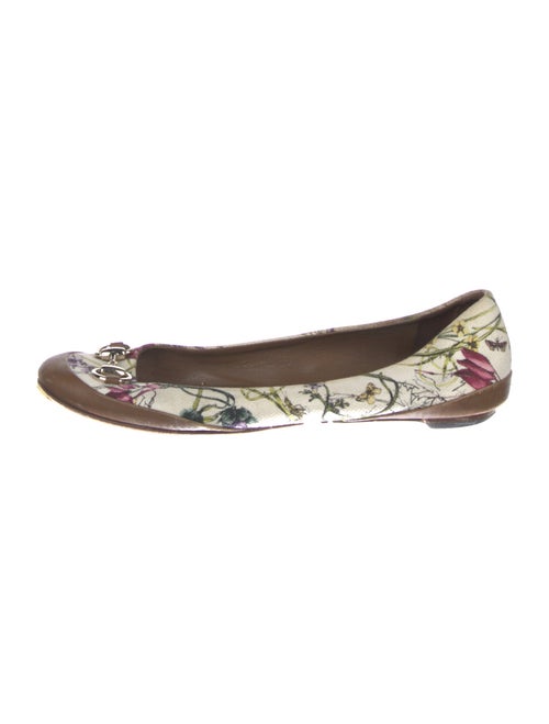 Gucci Horsebit Accent Canvas Ballet Flats