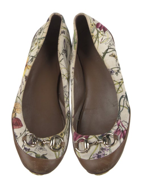 Gucci Horsebit Accent Canvas Ballet Flats