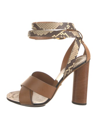 Gucci Leather Animal Print Sandals