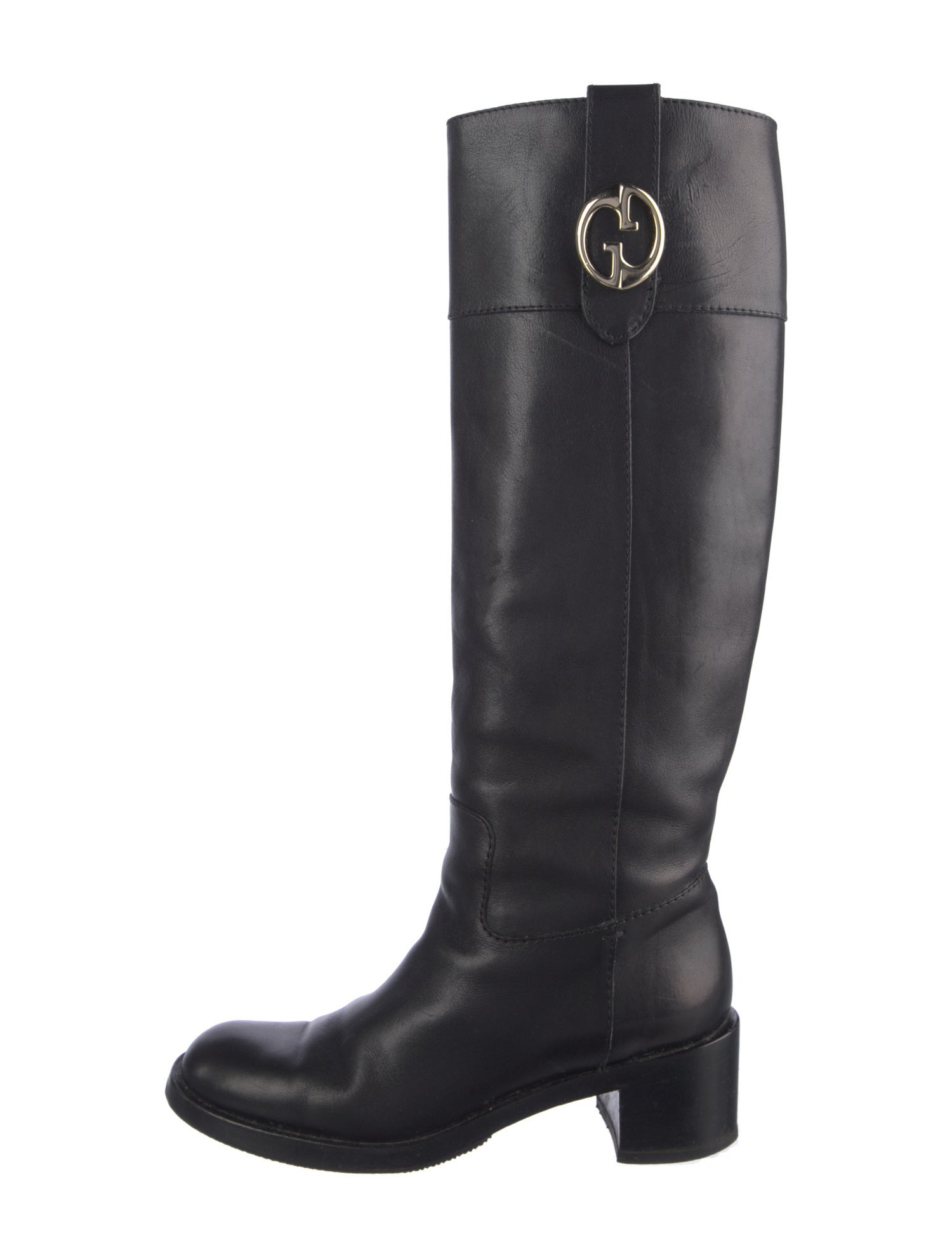 Gucci Interlocking G Logo Leather Riding Boots