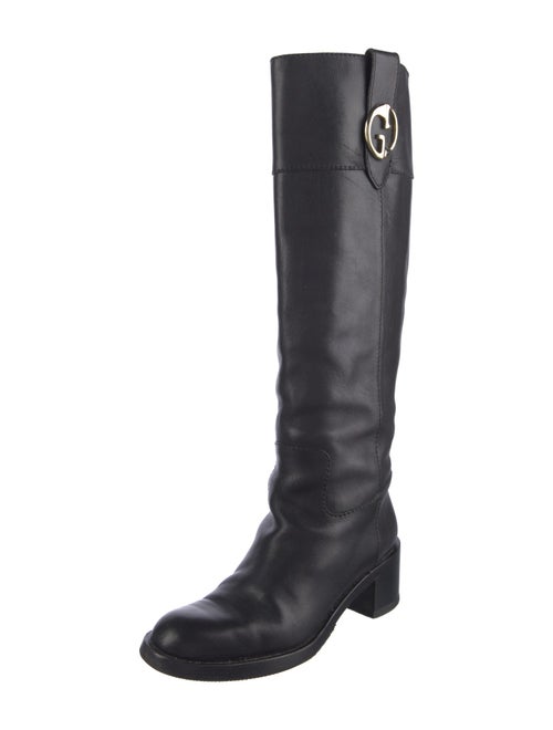 Gucci Interlocking G Logo Leather Riding Boots