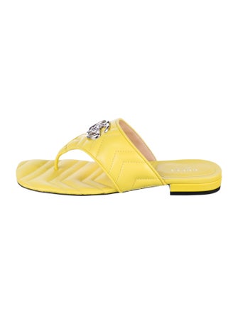 Gucci Double G Logo Leather Slides