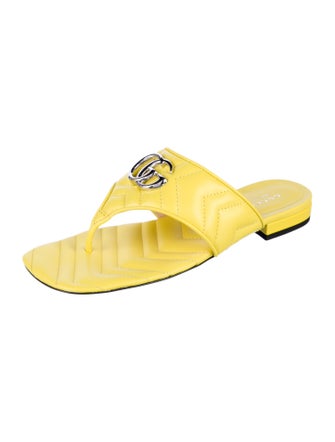 Gucci Double G Logo Leather Slides