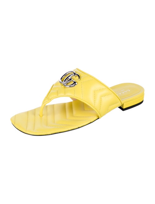 Gucci Double G Logo Leather Slides