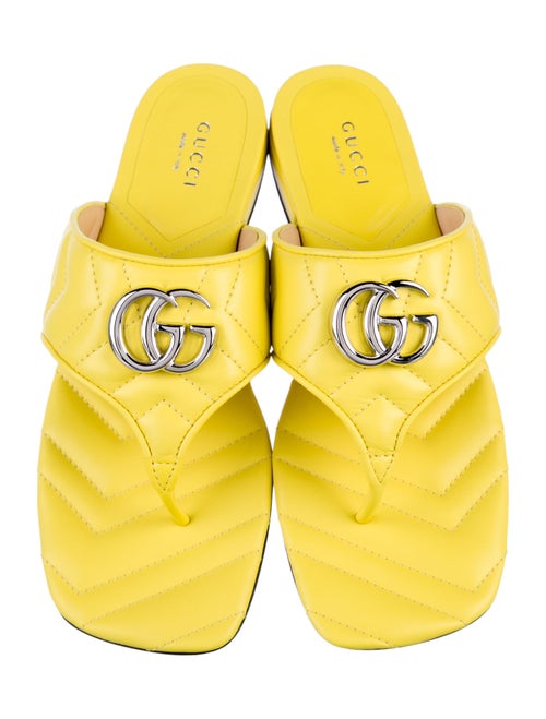 Gucci Double G Logo Leather Slides