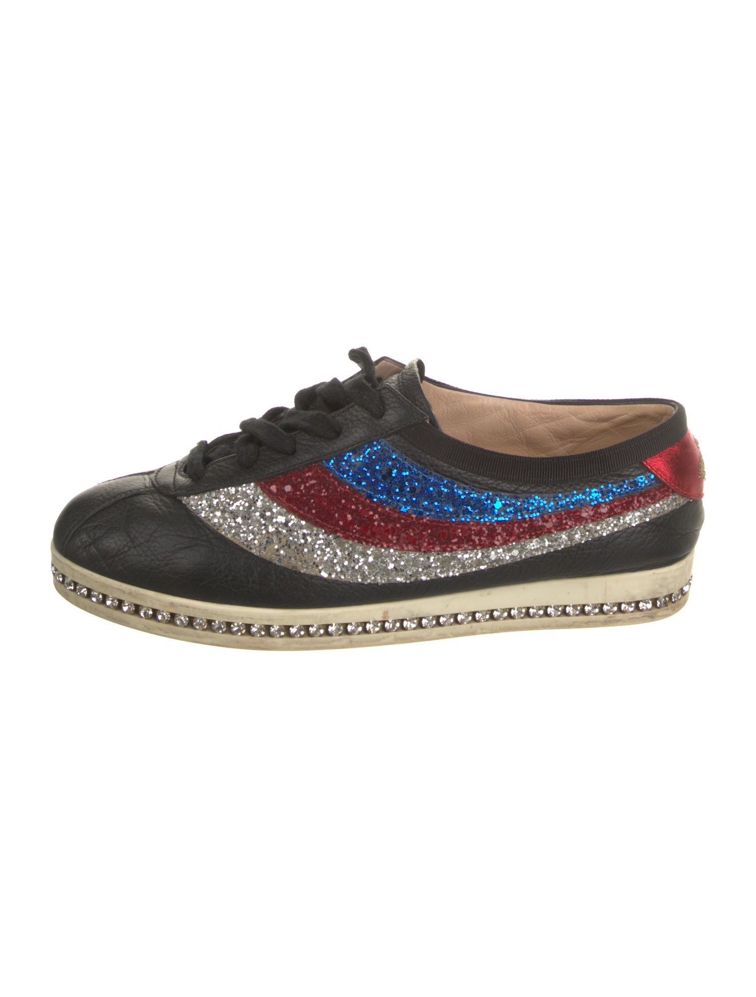 Gucci Sylvie Web Accent Leather Espadrille Sneakers