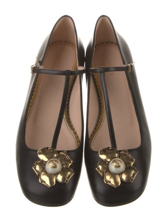 Gucci Interlocking G Logo Leather Mary Jane Flats