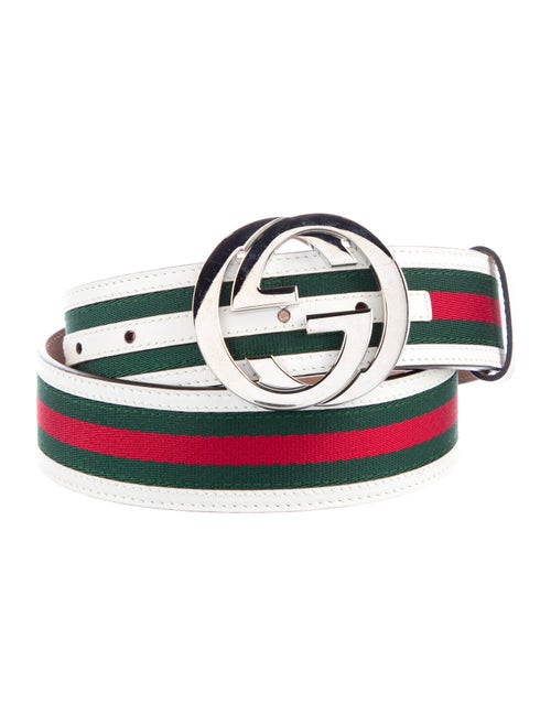 Gucci Web Accent Leather Trim Embellishment Belt