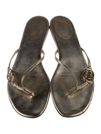 Gucci Sukey Logo Leather Flip Flops