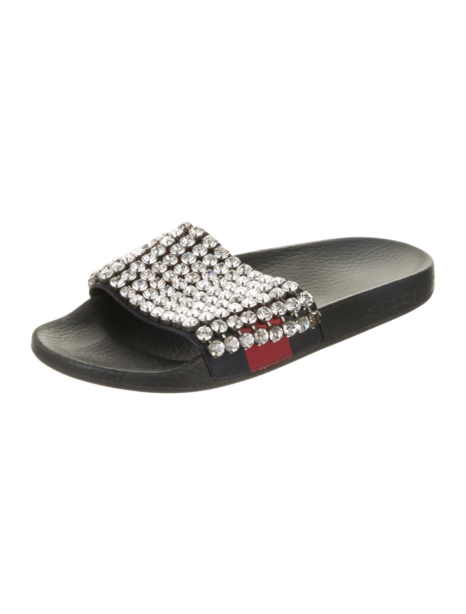 Gucci Rubber Crystal Embellishments Slides