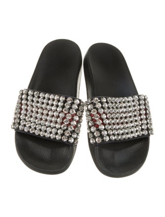 Gucci Rubber Crystal Embellishments Slides