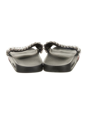 Gucci Rubber Crystal Embellishments Slides