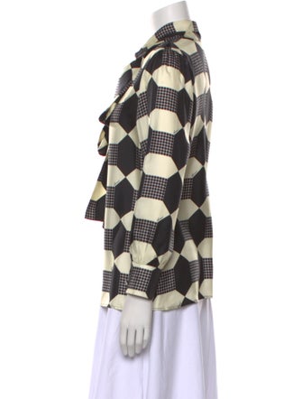 Gucci Silk Plaid Print Button-Up Top